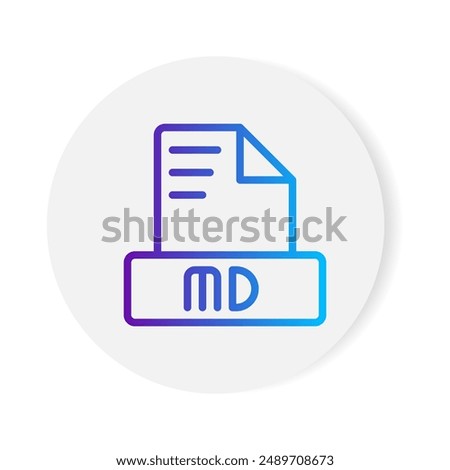 Md document format file icon. with gradient outlines. vector illustration.