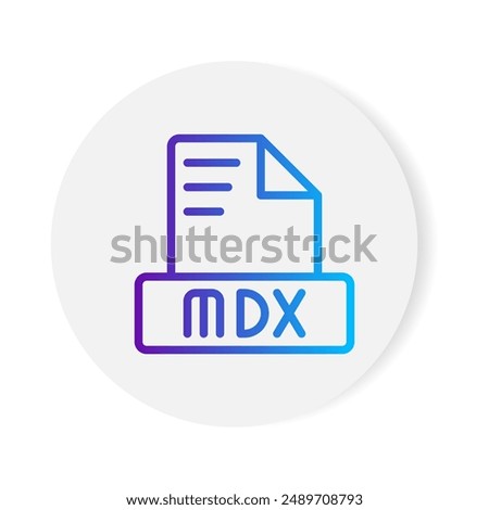 Mdx document format file icon. with gradient outlines. vector illustration.