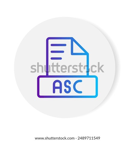 Asc document format file icon. with gradient outlines. vector illustration.