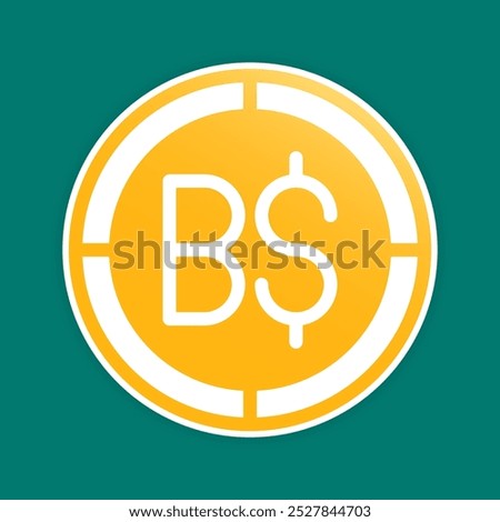 Dollar coins icons. Brunei money symbol, currency icons with soft gradients fill.