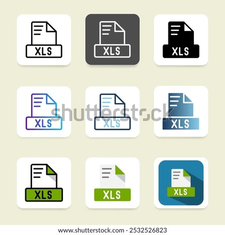 Set xls document file icons. symbol spreadsheet file format with a simple and elegant design.