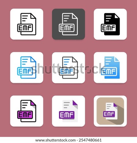 Set of emf file icons with clear and informative format details