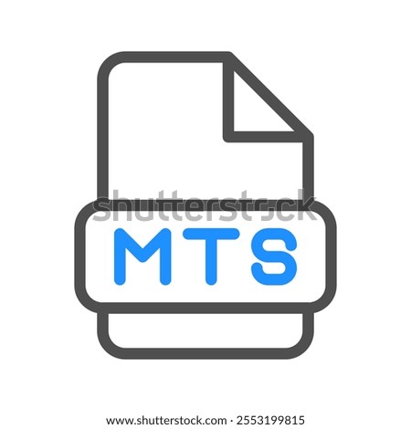 Mts document file icon, symbol modern and elegant design with color lines for video files