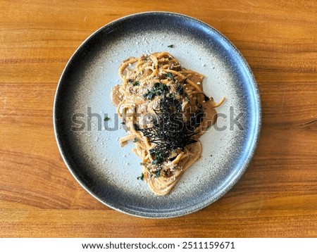 Image, Stock Photo Served chicken with mushrooms corn and greenery