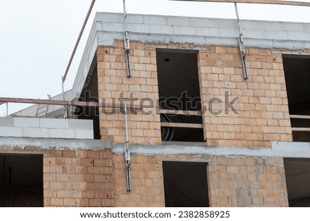 Similar – Image, Stock Photo Building complex in shell with scaffolding for the creation of living space in the Rhine-Main area in front of a blue sky with sunshine in Offenbach on the Main in Hesse