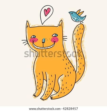 Funny Cartoon Orange Cat Stock Vector Illustration 42828457 : Shutterstock