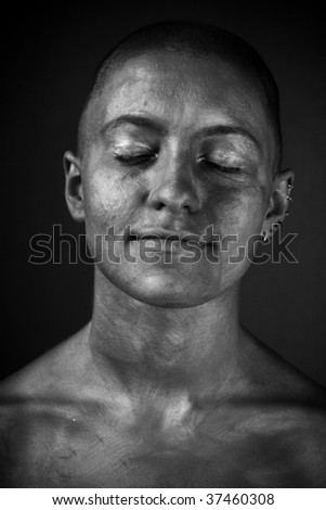 Woman expression. High textured face.