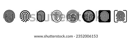 Touch ID icons. Fingerprint icon, Fingerprint icon, Set fingerprint scanning icon sign, finger print fingerprint lock secure security logo, biometric icon set, Finger print sign, Security access sign