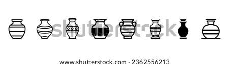 Antique vases outline icon. Ceramic vases icon line, Antique vase icon symbol vector illustration isolated on white background, Jar Set icon, Glass jar icons