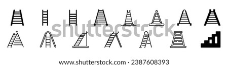 ladder icon, Stairs Icon, Step ladder icons. Home metal. Stairway wooden, Line metal ladder icon outline vector. Wood step. Stair up, Step Stairs icon. Painter ladder icons, Wood cons