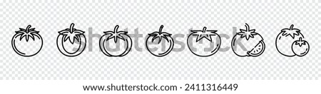 Tomato Icon. Vector line icon for tomato, Vector Set cherry Tomato in Line style. Tomatos icon, Tomato icon on the white background, tomatoes, tomatoes vegetable icons collection