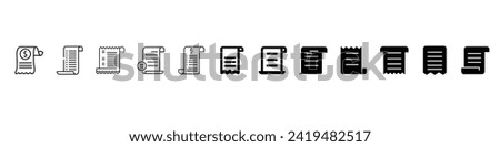 Receipt icon vector. Shopping receipt icon, Invoice icon, Payment and bill invoice, Receipt Icons. Bill receipt icon, Payment method related icons, delivery slip