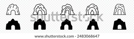 cave icon, cave icon in different style vector illustration. Stone gate frame. Entrance to stone caves. Old cave in rock, cave icons.