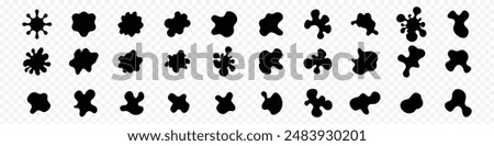 liquid irregular blob shape, Ink blots, black paint, set of design elements. Set of abstract organic shapes, Blob shapes vector set. Organic abstract sludge elements monochrome collection. Amoeba blob