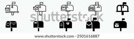 Mailbox icon flat style. Postal box icon, Mail box Icon, Mailbox icons isolated transparent background