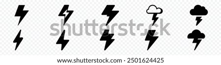 Thunder Bold Lightning Flash icons, Lightning bolt icon. Vector lightning logo electric, set of thunder and lightnings. Lightning bolt signs, Lightnings icon set illustration.