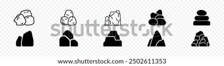 stone icon vector icon. Coal black rocks icon. stones pyramid icon, rock, stone icons vector symbol, Pile of stones, graphite coal.