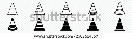 Construction cone icon, Traffic Cone icon.  illustration of traffic cone, Safety Cone Icons, Outline Road traffic cones icons, cones icon in different style vector illustration