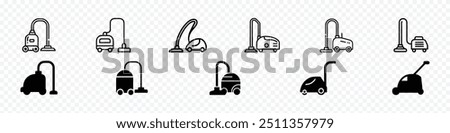 Vacuum cleaner line icon, vacuum cleaner icon, Electronics Vacuum cleaner vector icon. Vacuum cleaner Outline vector illustration on transparent background