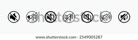 No sound icon vector . Mute your phone, sound off, sign of prohibition, mute icon no sound symbol volume speaker off icons silent icon symbol