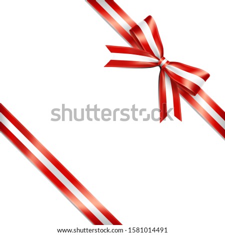 The isolated lean ribbon with the national flag of Austria concept. Vector illustration of the Austria flag ribbon bow lean on white background.