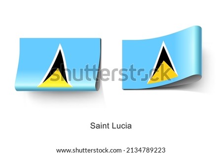 Saint Lucia National Flag Clothing Label Tag. Illustration Flag of Saint Lucia Country in Caribbean. Fabric Label Tag Concept Vector.