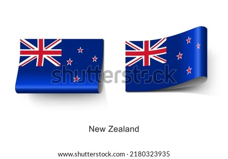 New Zealand Flag Clothing Label Tag. Illustration Flag of New Zealand, in the southwestern Pacific Ocean. Fabric Label Tag Concept Vector.