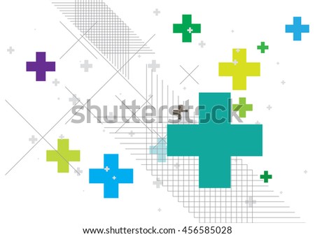 Abstract background created with plus sign in various colors. Vector illustration.