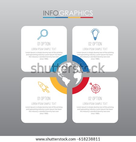 Info-graphic Template for Business with four steps multi-Colours design, labels design, Vector info-graphic element, Flat style vector illustration EPS 10.