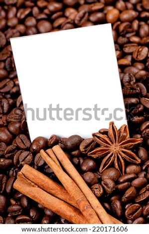 Empty paper on roasted coffee beans, can be used as background