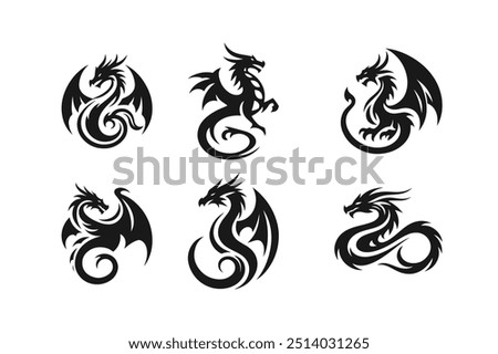 Dragon silhouette vector art illustration