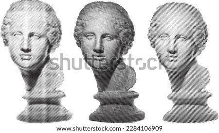 Greece modern face Venus de Milo with contemporary element. Template design. Vector illustration.