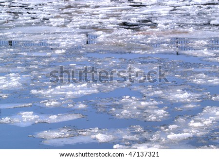 Melting snow and ice on the sea