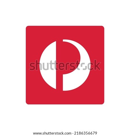 Sign icon symbol logo initial P red vector template design element isolated white background Australia Post service badge