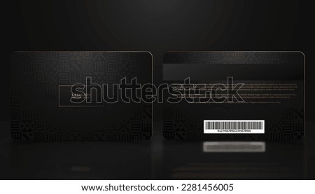 Vector template of membership or loyalty black gold VIP card with luxury geometric ethno mexican pattern. Card design presentation. Premium member, gift plastic card, folk maya background