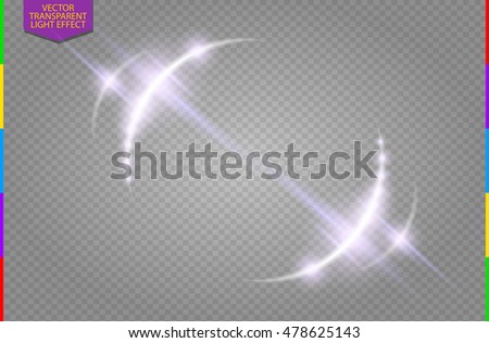 Abstract luxury vector light flare semicircle and spark light effect. Sparkling glowing violet round frame on transparent. Starlight moving background. Glow blurred space for message or logo