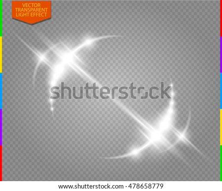 Abstract luxury white vector light flare semicircle and spark light effect. Sparkling glowing round frame on transparent. Starlight moving background. Glow blurred space for message or logo