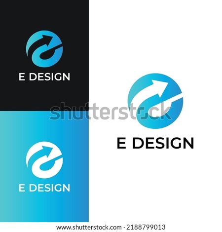 Modern monogram E logo design with arrow