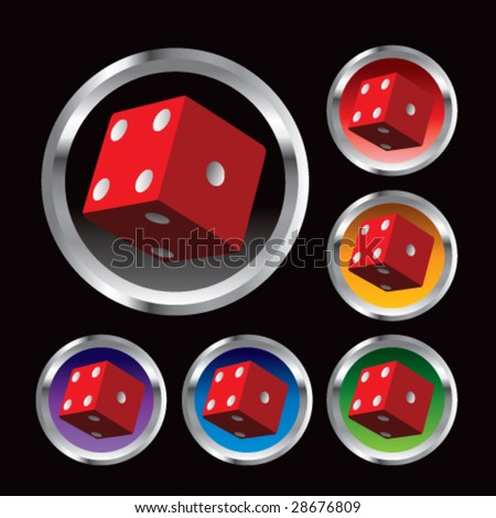 multiple colored round metal red dice