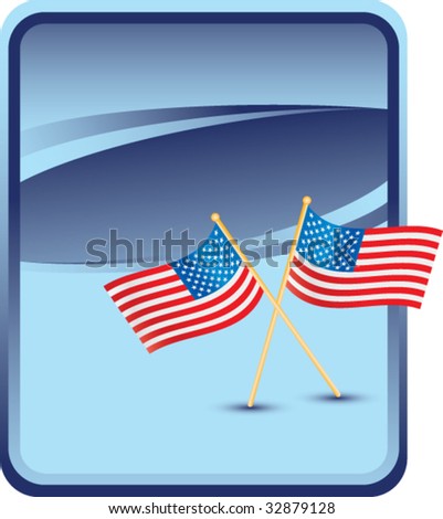 american flags crossed on blue background