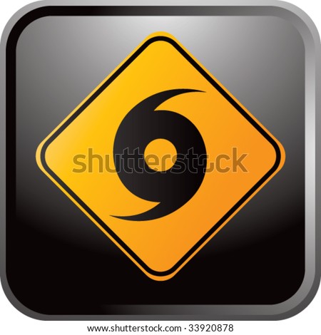 hurricane warning sign on glossy web button