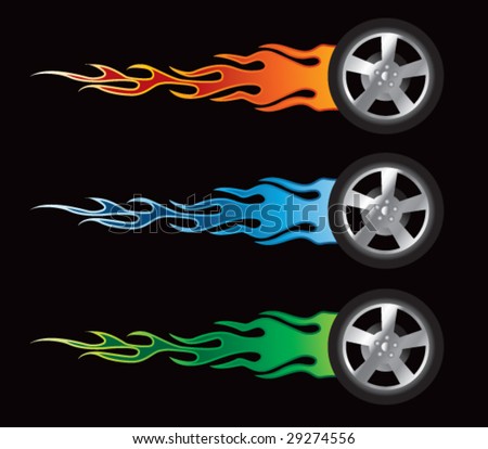 Flying Flaming Tires Stock Vector Illustration 29274556 : Shutterstock