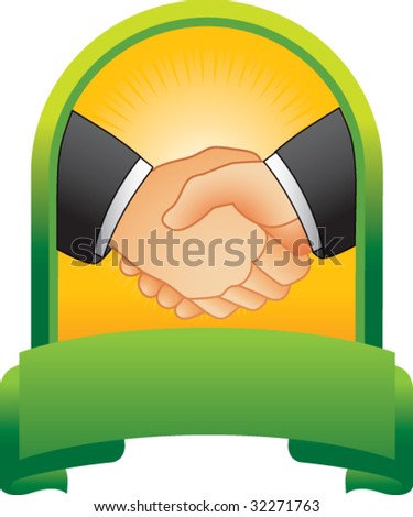 business handshake on green display