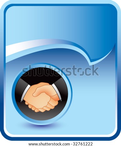 business handshake on blue background