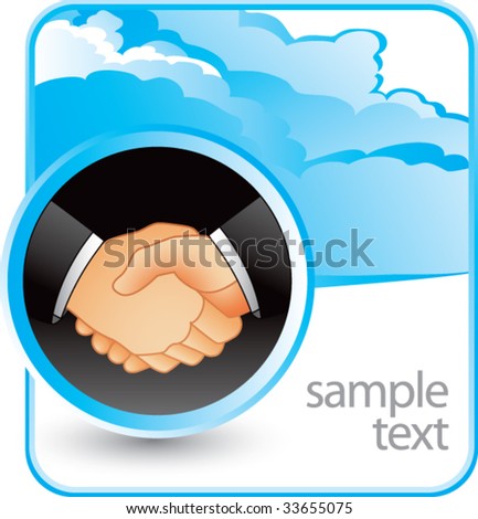 business handshake on cloud banner