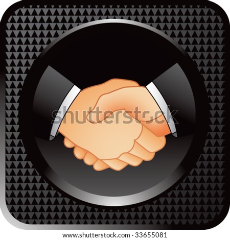 business handshake on black halftone web button