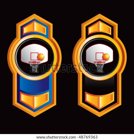 basketball goal vertical orange arrows with blue and black lining