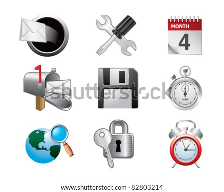 Various web icons on white background