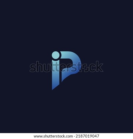 initial letter IP linked lowercase  technology logo blue gradient