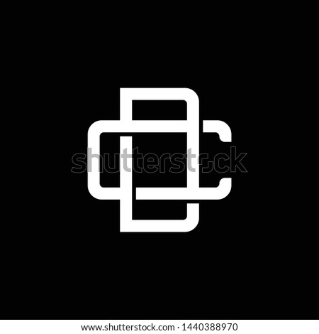 Initial letter C and D, CD, DC, overlapping interlock monogram logo, white color on black background